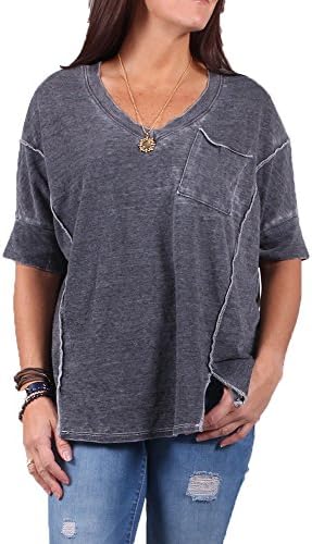VINTAGE HAVANA Women's V-Neck Pocket Tee Black M