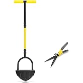 Byhagern Professional Edge Lawn Tool, Heavy Duty Steel Half Moon & Saw-Tooth Blade for Clean Borders, Long Handle Reduces Bac