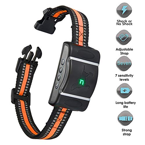 Rsepvwy Shock Collar for Dogs Upgraded Smart Detection Module with Triple Anti Barking Modes Collar: Beep/Vibration/Shock for Small, Medium, Large Dogs Breeds,Waterproof with Orange Strap
