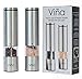 Electric Salt and Pepper Grinder Set with LED Light, Battery Powered, Adjustable Ceramic Coarseness, Stainless Steel Pepper Mill, Pack of 2 by Vina