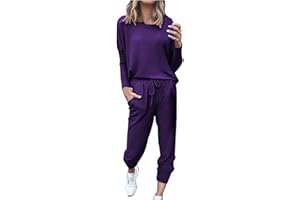 SHOPESSA Jogging Suits for Women 2 Piece Set Track Pant with Pockets Sweatshirt Pants Set Trendy Clothes