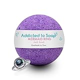 Addicted to Soap â€“ Mermaid Ring Bath Bomb | Ultra Luxurious - Extra Large 6oz Bath Bomb with STERLING SILVER RING Surprise Inside - Organic & Sensual Relaxation Handmade with Love in Texas