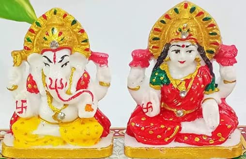 Tarini Gallery Lakshmi Ganesh Idol Pooja Spiritual Sculpture Indian Antique Statue Décor for Home Entrance Temple Decoration Festivals Diwali and Gifting