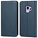 Galaxy S9 Case, SHIELDON Genuine Leather Galaxy S9 Wallet Case [Folio Cover][Stand Feature] Flip Protective Case with Card Slot + Side Pocket Magnetic Closure Compatible with Galaxy S9 - Blue