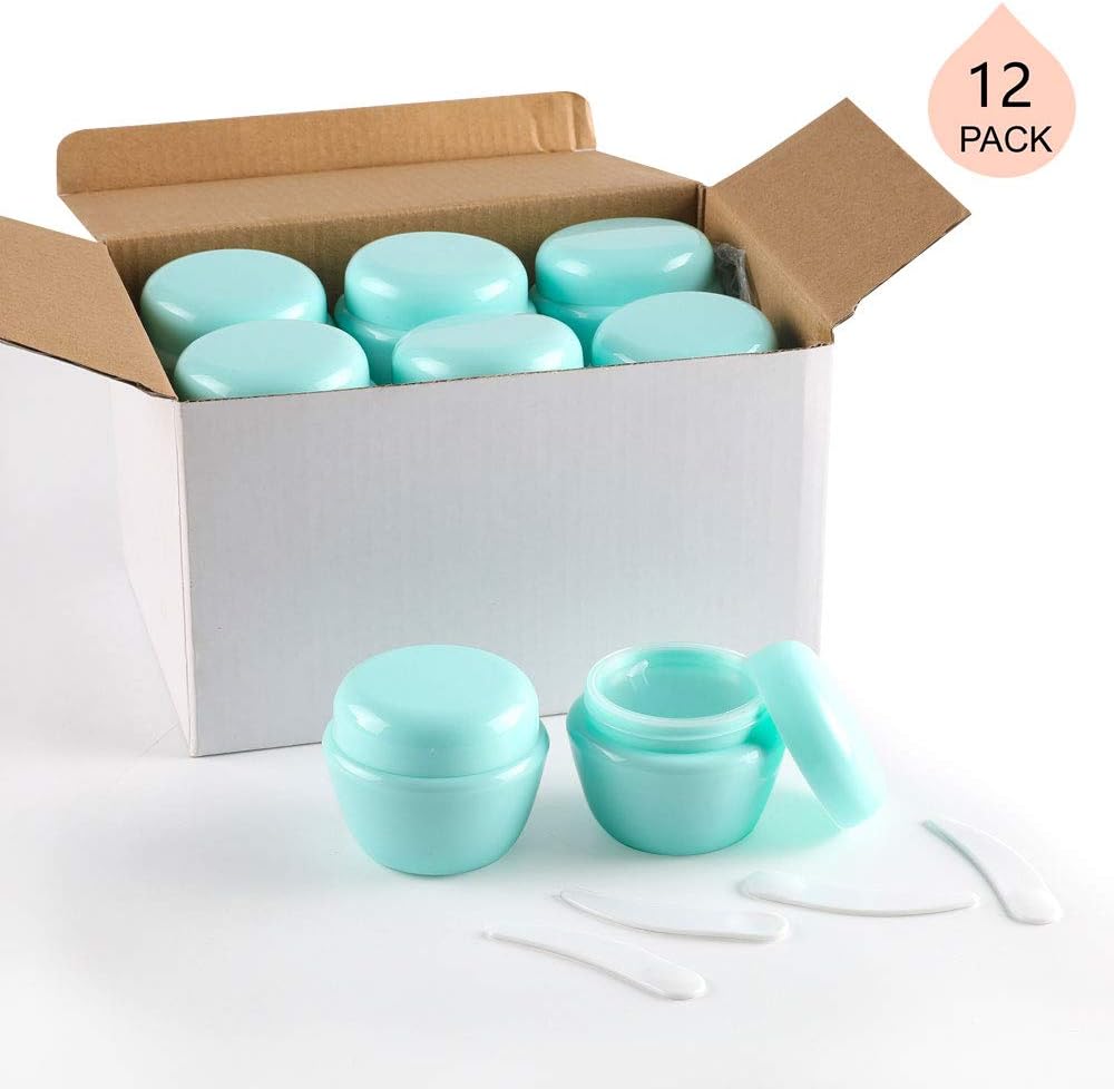 LONGWAY Mini Plastic Jars with Lids and Inner Liners | Empty Lotion Containers/Travel Cream Containers - for Sugar Scrub, Cosmetic Jars & BPA Free