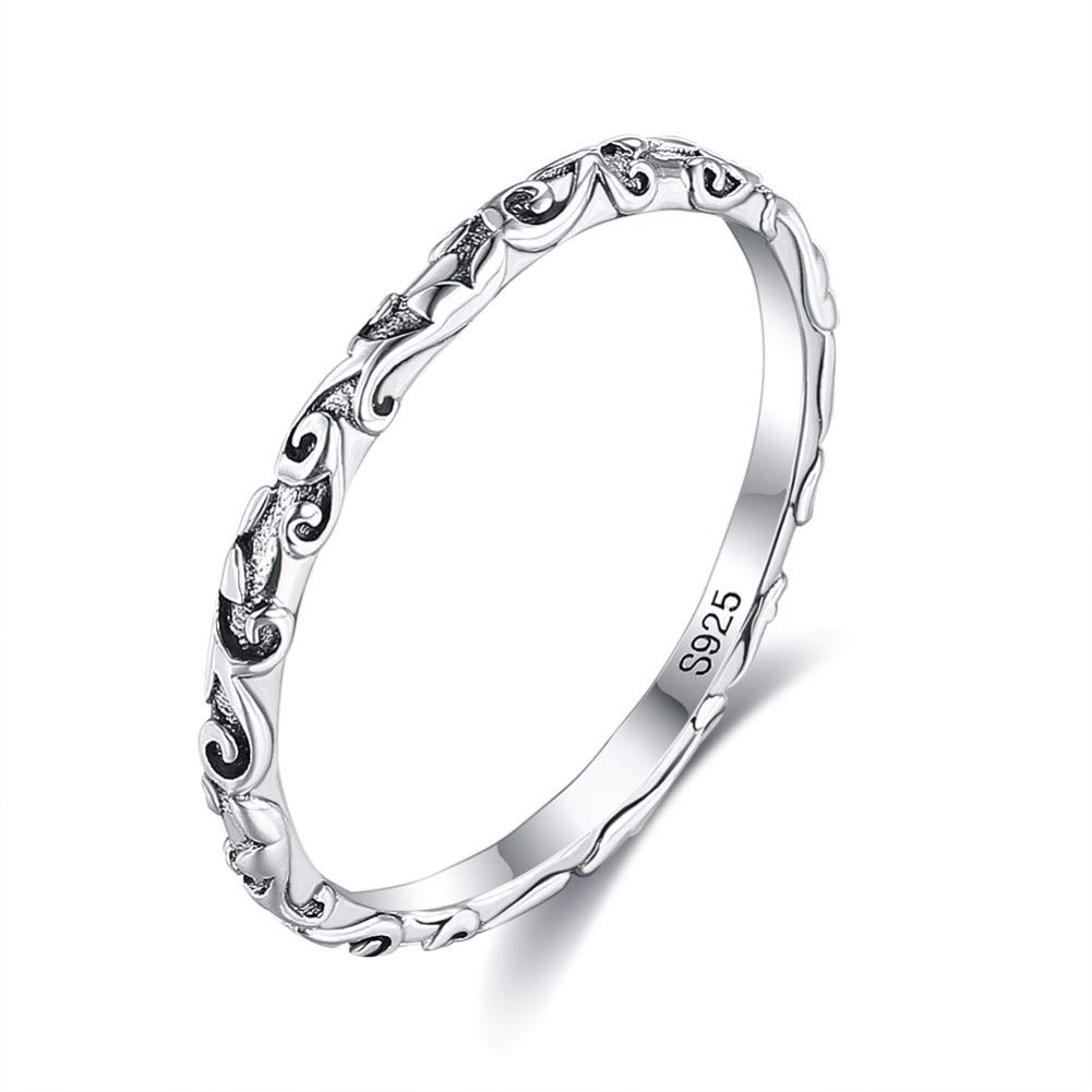 Chengxun 925 Sterling Silver Rings for Women Men Exquisite Twisted Vine Stacking Ring Graduation Party Jewellery (7)