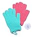 2 pairs of Hydro Exfoliating Gloves with BONUS shower hook - bath gloves, scrub gloves for men and women in two colors
