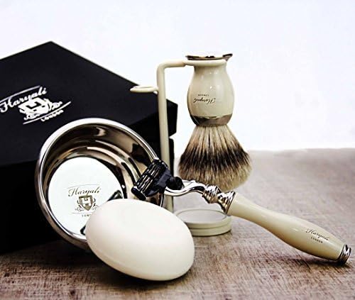 Haryali London Mens Shaving Kit 3 Edge Razor with Pure Black Badger Hair Shaving Brush - Image 4