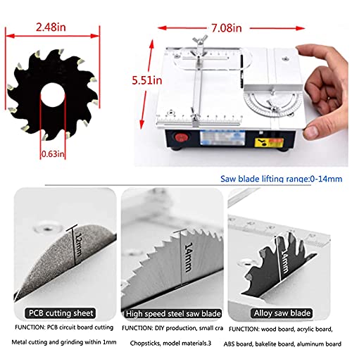 FZYE Kleine Holzbearbeitungs-Tischkreissäge, elektrisches Holzschneidewerkzeug, Sägeblatt kann angehoben und abgesenkt… – Bild 3
