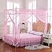 JQWUPUP Pink Canopy Netting for Bed - 4 Corner Canopy for Beds, Canopy Bed Curtains, Bed Canopy for Girls Adults, Bedroom Decor (Full Size, Pink)