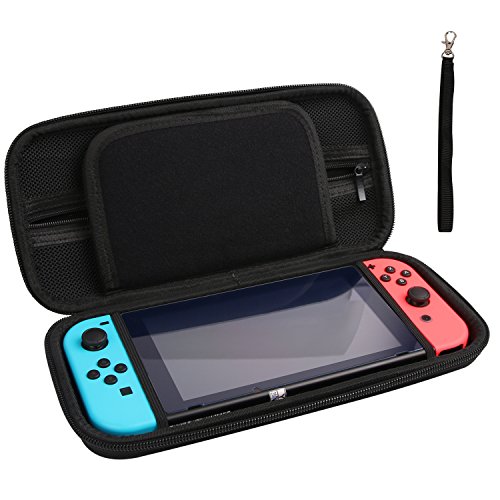 MOFIR-Nintendo-Switch-Console-Protective-Case-With-Zipper-Durable-Shell-Exterior-Soft-Velvet-Interior-20-Build-In-Game-Card-Holders-Mesh-Pocket-For-Accessories-Storage-For-Travel-Outdoors