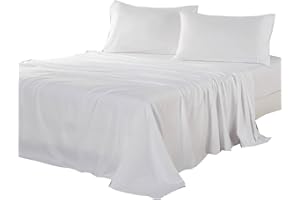 Kingnex Oversized King Flat Sheet 132x110 for Extra Wide King or California King Bed Durable Soft Double Brushed 1800 Microfiber Top Sheet Only White