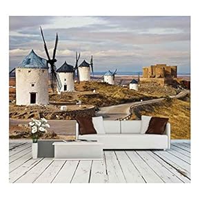 Traditional Spain - Windmills of Don Quixote - Removable Wall Mural | Self-Adhesive Large Wallpaper - 66x96 inches