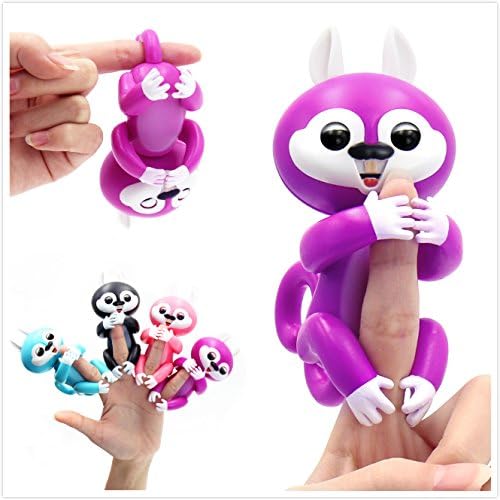 Interactive Baby Squirrel Electronic Toy for Children Finger Animal Christmas Holiday gift (Purple)