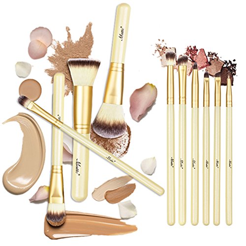 Matto Makeup Brushes Professional 10-Piece Golden Makeup Brush Set with Brush Holder