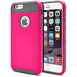 iPhone 6 Case, MagicMobile Cute Protective Hard Shockproof [Drop Protection] Fashion Cover for Apple iPhone 6 (4.7') Impact Resistant Hybrid Thin Armor Case [ Hot Pink / Gray ] with Clear Screen Protector.