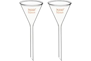 XCD Filter Funnel 2 Packs, 50mm O.D. 50mm Stem Borosilicate Glass for Safe Liquid Filtering, Transfer & Filling