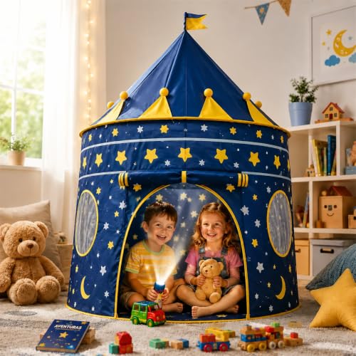 K-SELL IMPORTS, Barraca Infantil Cabana e Castelo dos Príncipes Azul | Cabana Dobrável, Para Menino, Tenda Cabaninha