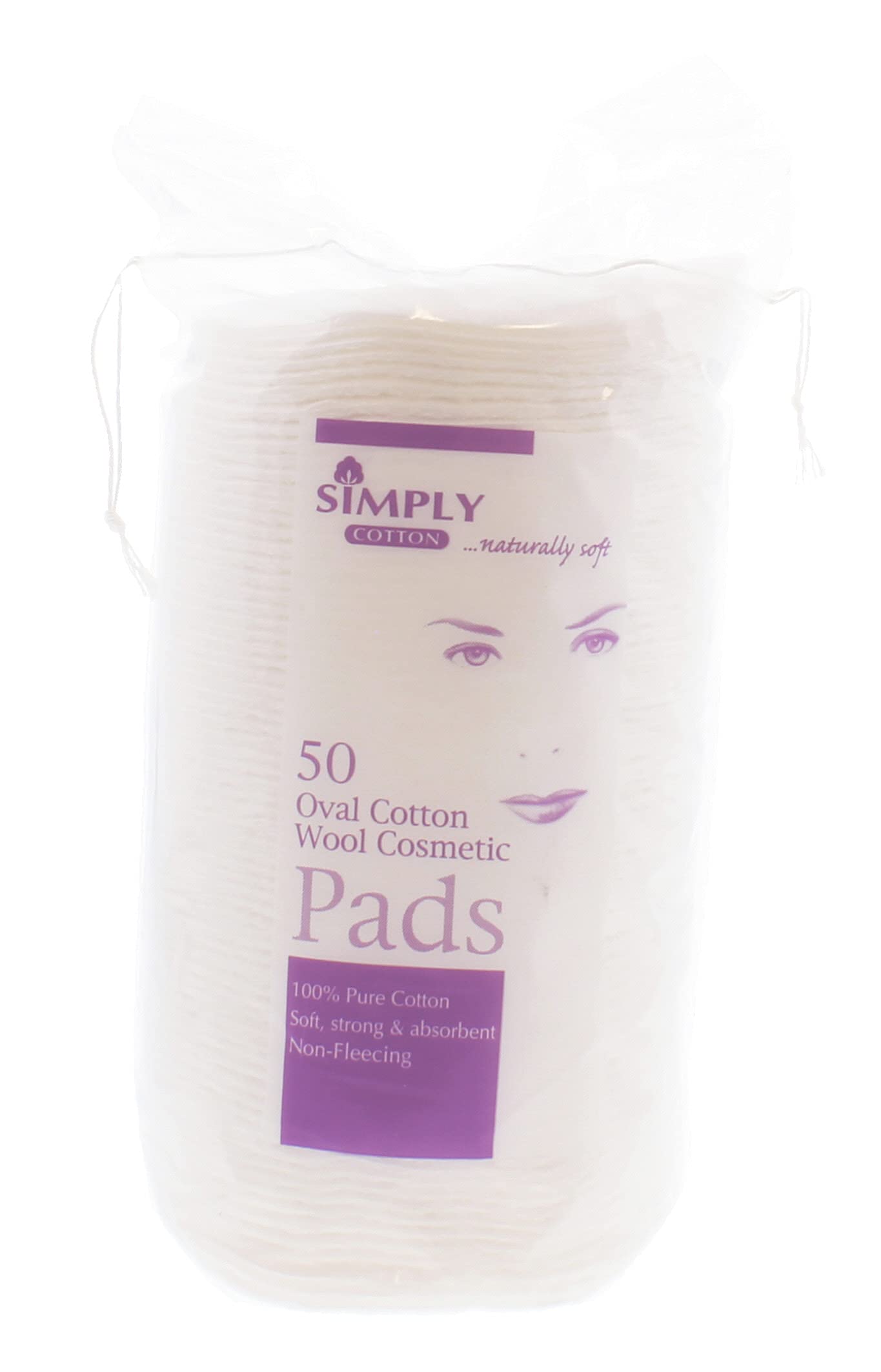 Simply Cotton Cosmetic Pads Oval, 50 Count