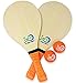 Frescobol Starter Set, 2 Vero Wood Paddles, Premium Orange Padded Grips, 2 Official Orange Balls, Beach Tote-Bag