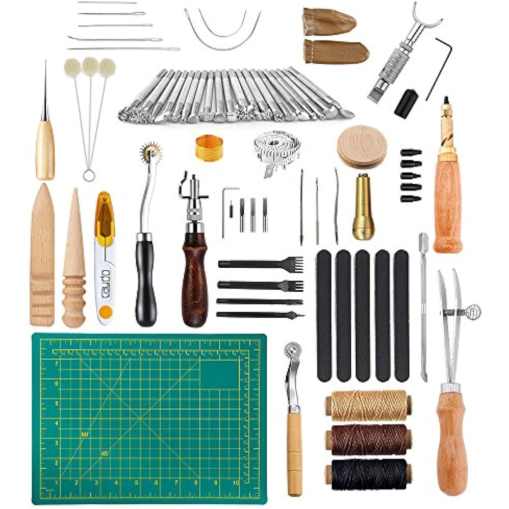 69 Pieces Leather Tools Kit Instructions, Matting Cut, Stitching