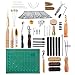 Caydo 69 Pieces Leather Tools Kit with Instructions, Matting Cut, Stitching Groover, Prong Punch, Leather Working Saddle Stamps Tools for DIY Leathercraft
