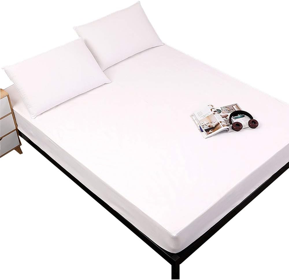 FORCHEER Mattress Protector Waterproof Twin Full Queen King Calking Mattress Cover Fitted Sheet Bed Proof Bed Cover with Elastic Band (Queen,White)