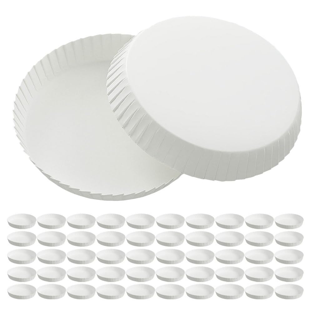 Ipetboom 100pcs Paper Cup Lids - Disposable Drink Covers Splashproof Coffee Cups Cover Recycled Drinking Lid for Hot Cold Beverage Takeout Parties Serving Hotel Restaurant Tea House - White 75-85mm