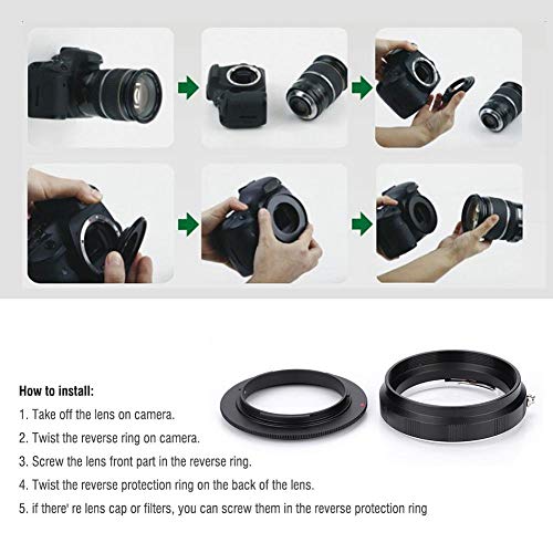V BESTLIFE Macro Reverse Adapter Ring and Rear Lens Mount Protection Ring for Nikon F AI Canon EOS Mounts (AI-52mm) - Thumbnail 2