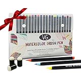 Watercolor Brush Pens, 20 Colors Watercolor Pens Soft Fine Tip Brush Pens for Children Adult Book Coloring,Comic,Painting,Manga W/ 3pcs Finger Sponges