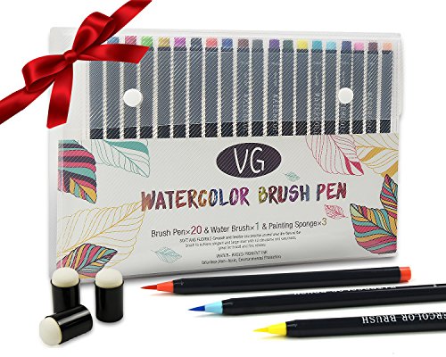 Watercolor brush pens, 20 colors watercolor pens soft f…