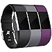 Maledan Bands Replacement Compatible with Fitbit Charge 2, 3-Pack, Large Plum/Gray/Black