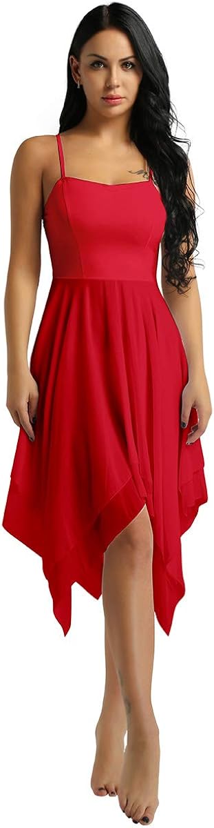 easyforever Women's Elegant Lyrical Ballet Contemporary Dance Dresses Asymmetric Sweetheart Dress: Clothing