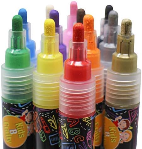 Acrylic Markers 12 Pack - Thick Paint Pens for Kids and Adults Glass, Rock, Ceramic, Wood, Multicolour, 1 count (Pack of 12) - Image 3