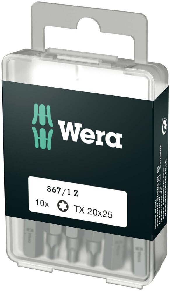 Wera 05072408001 Torx Extra-Tough Bits 867/1 Z TX20 x 25 mm, Pack of 10