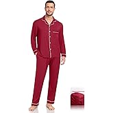 YOPUGEE Men Modal Pajama Set Long Sleeve Pjs Button Down Sleepwear Soft Comfy Loungewear Sets 2 Piece Nightwear S-3XL