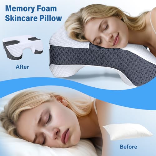 SAHEYER Side Sleeper Pillow with Arm Holes, 2 in 1 Shoulder Relief System for Rotator Cuff Pain, Memory Foam Pillow for Adults with 3 Arm Place Hole - for Side, Back and Stomach, Black