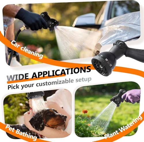 Wikiwiki Retractable Garden Hose Reel 1/2 in x 100 ft, Heavy Duty Wall Mounted Hose Reel with 10- Function Sprayer Nozzle, Any Length Lock/180°Swivel Bracket/Automatic Slow Return System/UV Resistant