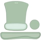 MOSISO Wrist Rest Support for Mouse Pad & Keyboard Set, Ergonomic Mousepad&Coaster Non-Slip Base Home/Office Pain Relief & Easy Typing Cushion with Neoprene Cloth & Raised Memory Foam, Green