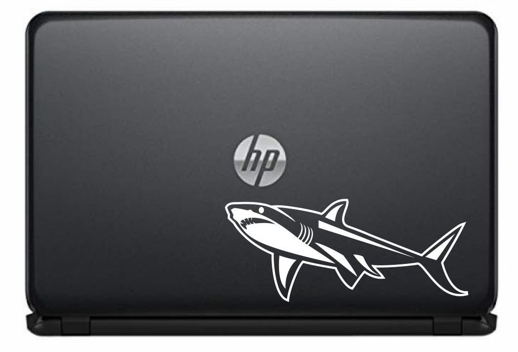 Fish Shark Version 1 Vinyl Decal Sticker for Computer Macbook Laptop Ipad Electronics Home Window Custom Walls Cars Trucks Motorcycle Automobile and More (WHITE)
