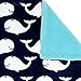 Nautica Kids Set Sail Nautical/Whale/Anchor Super Soft Double Sided Baby Blanket, Navy, Aqua, White