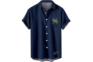 usnsm T-Shirts for Men,Men's 50s Retro Camp Rockabilly Style Mens Shirts Short Sleeve Bowling Casual Dress Shirts