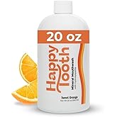 Happy Tooth Hydroxyapatite Mouthwash, Fluoride Free, Teeth Whitening, Remineralizing for Enamel Strength, Fresh Breath, Oral Microbiome Support, Dentist Formulated, Gentle Care, Sweet Orange, 20 Fl Oz