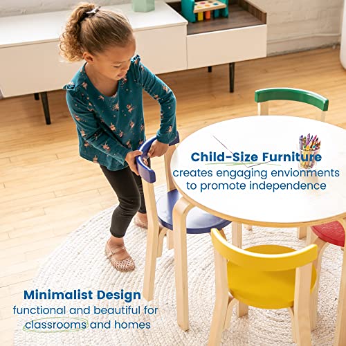ECR4Kids Bentwood Round Table And Curved Back Chair Set, Premium Kids
