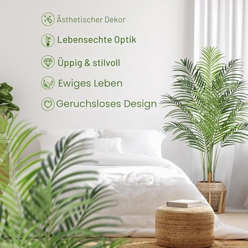 Keeplush Artificial Plants Large 150 cm Artificial Plant in Pot Plastic Artificial Palm Tree Like Real Fake Plants Decoration for Living Room Balcony Bedroom Office Perfect Housewarming Gift (1 Pack)