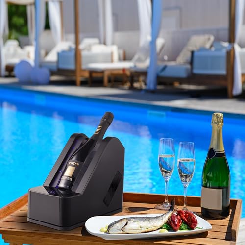 Electric Wine Cooler for Table & Bar - Precision Cooling without Ice - 24 Hours Continuous Operation for Wine & Champagne - Fits 750ml Standard Bottles & Various Champagne Sizes - Gift Idea