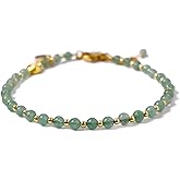 Morchic 3mm Tiny Beads Natural Gemstone Bracelet for Women, Adjustable 7.1" Energy Gem Charm Jewelry, Dainty Handmade Birthday Gift