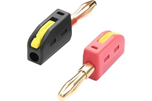 QIANRENON 4mm Banana Plug Solderless Connector 32A 4mm Banana Head Quick Connect Terminal Adapter Gold Plated M4 Red Black Te