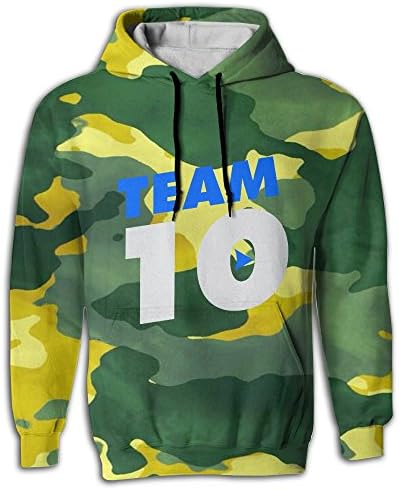 Team 10 Jake Paul Blue Logo Men's Hoodies Hooded Sweatshirt Pullover Pockets