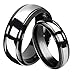 Queenwish 6/8MM Matching Tungsten Carbide Wedding Band Black Silver Dome Gunmetal Bridal Ring Men Women Jewelry